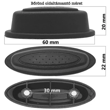 Bőrönd oldaltámasztó 60x20x22 mm, fekete színben E08