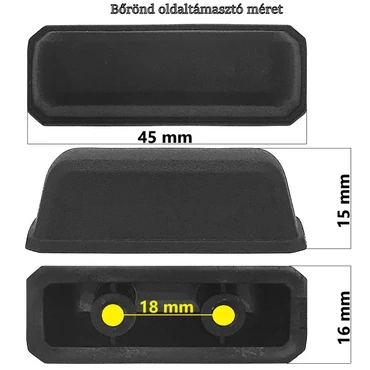 Bőrönd oldaltámasztó 45x15x16 mm, fekete színben E103