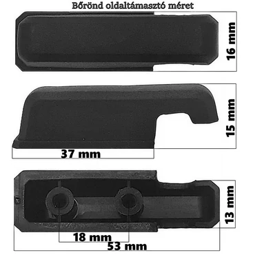Bőrönd oldaltámasztó 53x15x16 mm, fekete színben E104