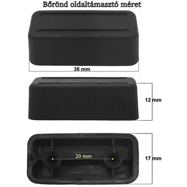 Bőrönd oldaltámasztó 36x17x12 mm, fekete színben E105