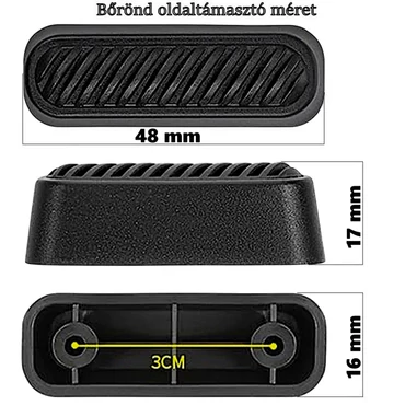 Bőrönd oldaltámasztó 48x17x16 mm, fekete színben E106