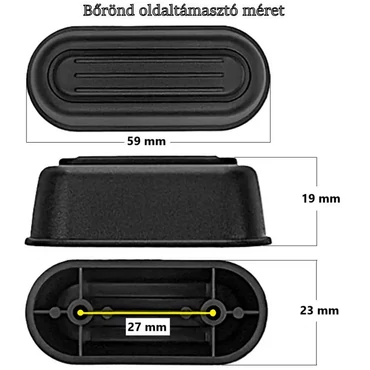 Bőrönd oldaltámasztó 59x19x23 mm, fekete színben E107