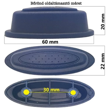 Bőrönd oldaltámasztó 60x20x22 mm, sötétkék színben E109