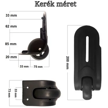 LDV bőrönd kerék 200x73 mm, fekete színben 1 KEL4024