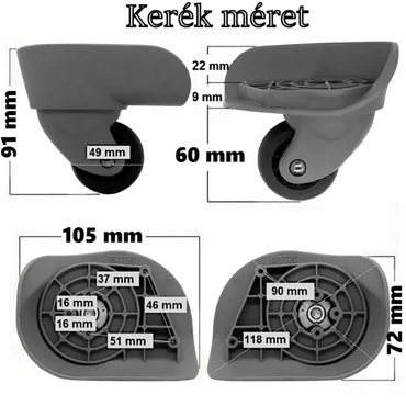 Dielle bőrönd kerék KE4040, szürke színben KE4040