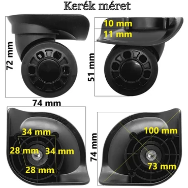 Bőrönd kerék KE3093, fekete színben KE3093