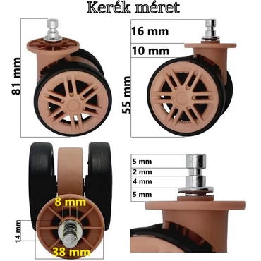 Leonardo Da Vinci bőrönd kerék KE3082, rózsaarany színben KE3082