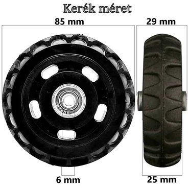 Bőrönd kerék 85x29x6 mm, fekete színben KE3030
