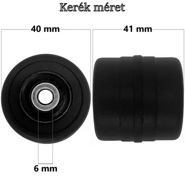 Bőrönd kerék 40x41x6 mm, fekete színben KE3301