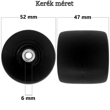 Bőrönd kerék 52x47x6 mm, fekete színben KE3302