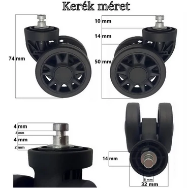 Rhino bőrönd kerék KE3080, fekete színben  KE3080
