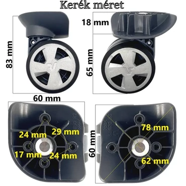 Bőrönd kerék KE3090, sőtétszürke színben KE3090