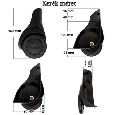 Travelite Starlite bőrönd kerék, fekete színben 1 KE5040