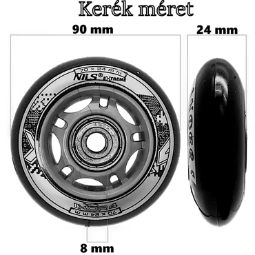 Bőrönd kerék 90x24x8 mm, fekete színben KE3202