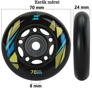 Bőrönd kerék 70x24x8 mm, fekete színben1 KE3218