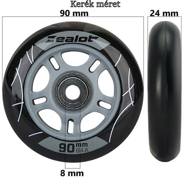 Bőrönd kerék 90x24x8 mm, fekete színben KE3219