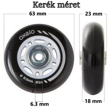 Bőrönd kerék 63x23x6.3 mm, fekete színben KE3026
