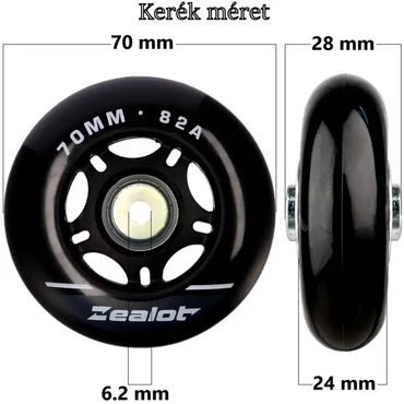 Bőrönd kerék 70x28x6.2 mm, fekete színben KE3303