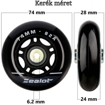 Bőrönd kerék 74x28x6.2 mm, fekete színben KE3304