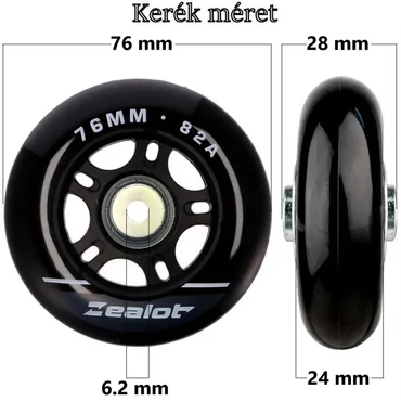 Bőrönd kerék 76x28x6.2 mm, fekete színben KE3305