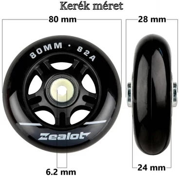 Bőrönd kerék 80x28x6.2 mm, fekete színben KE3306