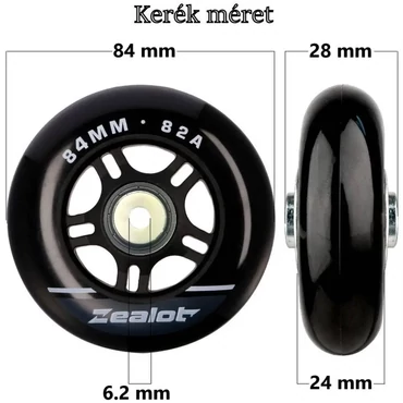 Bőrönd kerék 84x28x6.2 mm, fekete színben KE3307