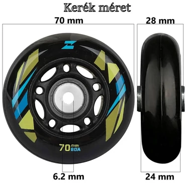 Bőrönd kerék 70x28x6.2 mm, fekete színben KE3311