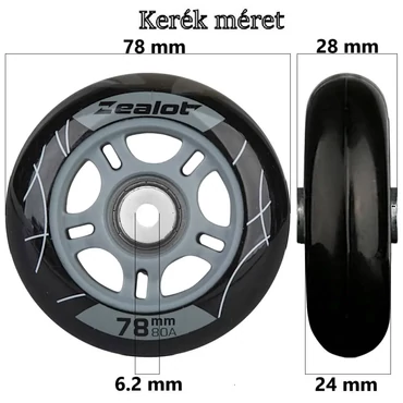 Bőrönd kerék 78x28x6.2 mm, fekete színben KE3313
