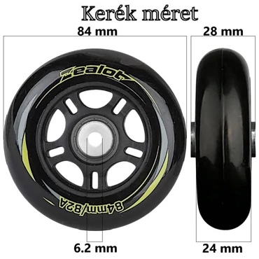 Bőrönd kerék 84x28x6.2 mm, fekete színben KE3314