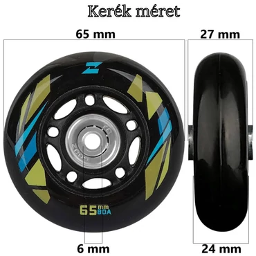 Bőrönd kerék 65x27x6 mm, fekete színben KE3317