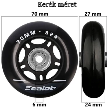 Bőrönd kerék 70x27x6 mm, fekete színben KE3317