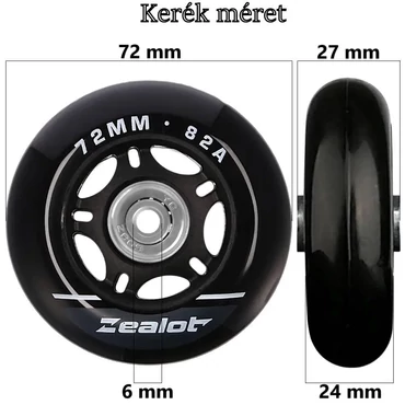 Bőrönd kerék 72x27x6 mm, fekete színben KE3319