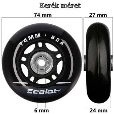 Bőrönd kerék 74x27x6 mm, fekete színben KE3320