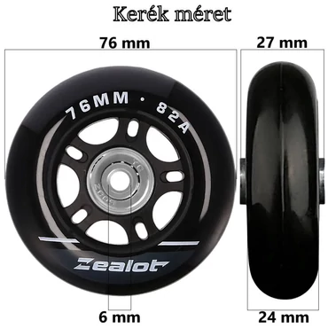 Bőrönd kerék 76x27x6 mm, fekete színben KE3321