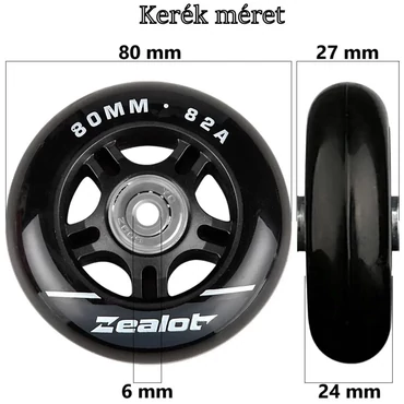 Bőrönd kerék 80x27x6 mm, fekete színben KE3322
