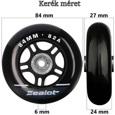 Bőrönd kerék 84x27x6 mm, fekete színben KE3323