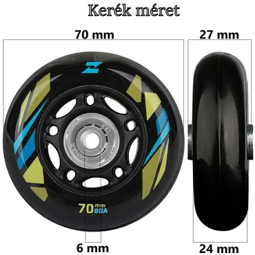 Bőrönd kerék 70x27x6 mm, fekete színben KE3325