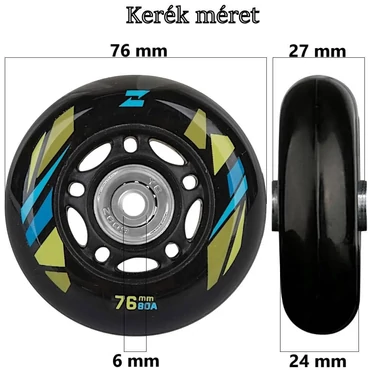 Bőrönd kerék 76x27x6 mm, fekete színben KE3326