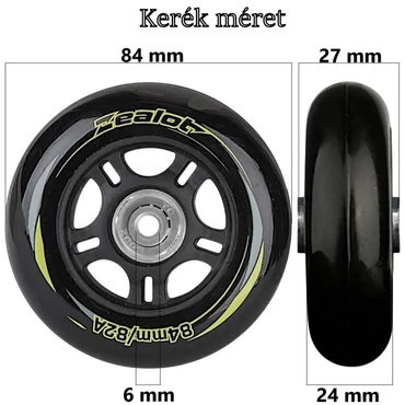 Bőrönd kerék 84x27x6 mm, fekete színben KE3328