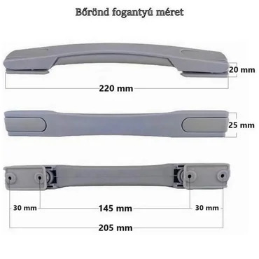 Bőrönd fogantyú 220x25x20mm, szürke színben 1