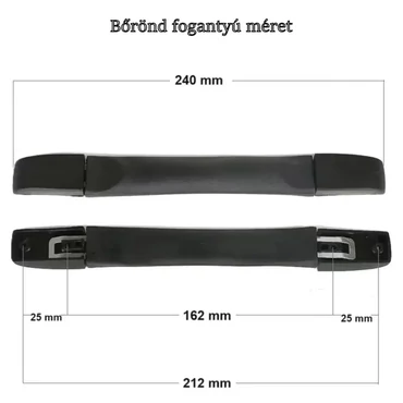 Bőrönd fogantyú 240x26x11mm, fekete színben 1