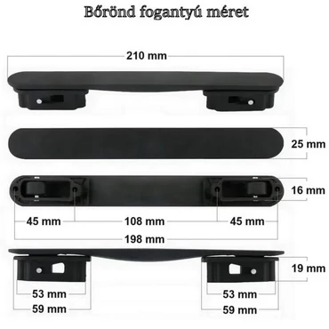 Bőrönd süllyesztett fogantyú 210x16x19mm, fekete színben FO8118