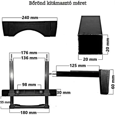 Bőrönd kitámasztó KI120, fekete színben KI120