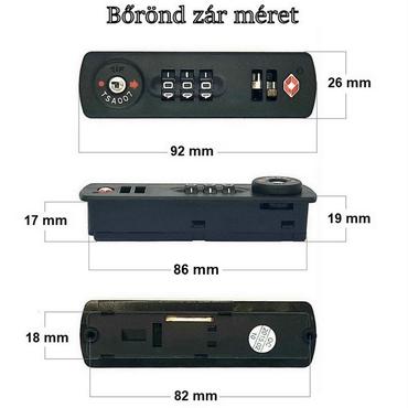 Bőrönd süllyesztett TSA zár, fekete színben35 ZA2005