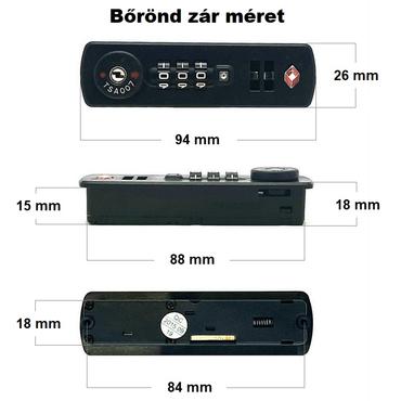 Bőrönd süllyesztett TSA zár, fekete színben1