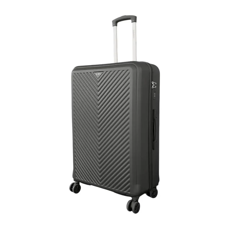 Leonardo Da Vinci nagy méretű bőrönd, négykerekű, TSA számzárral, fekete színben