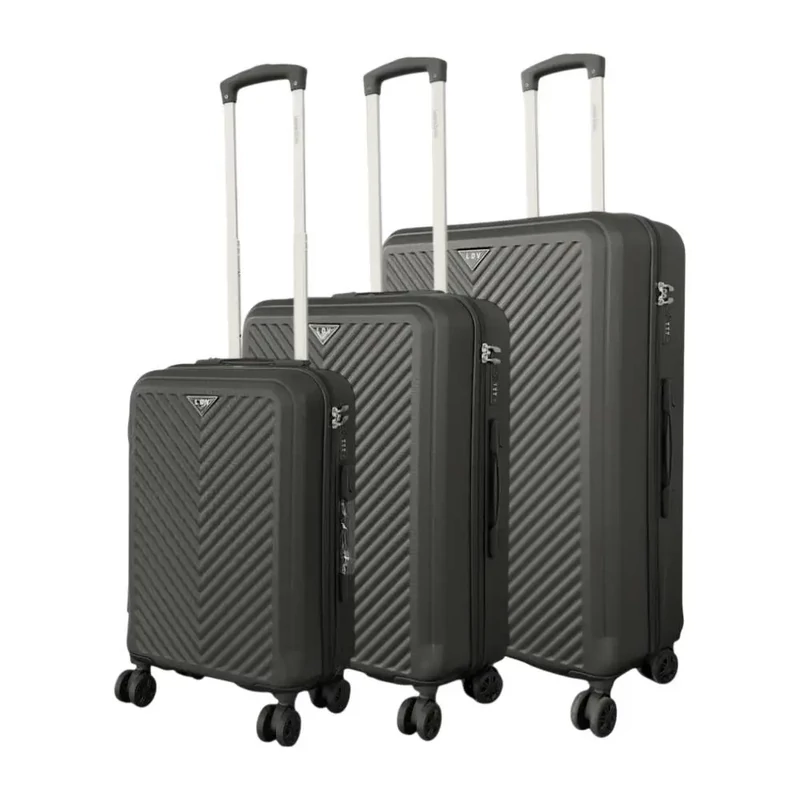 Leonardo Da Vinci 3 db-os bőrönd szett, négykerekű, TSA számzárral, fekete színben