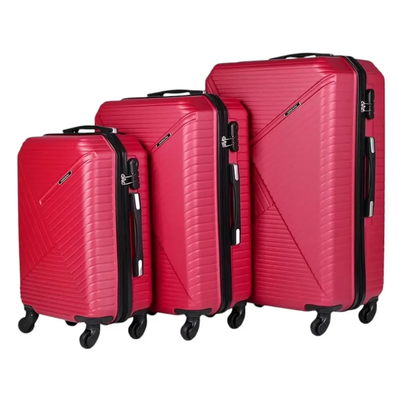 Leonardo Da Vinci bőrönd 3 db-os szett, négykerekű, számzárral, bordó színben 