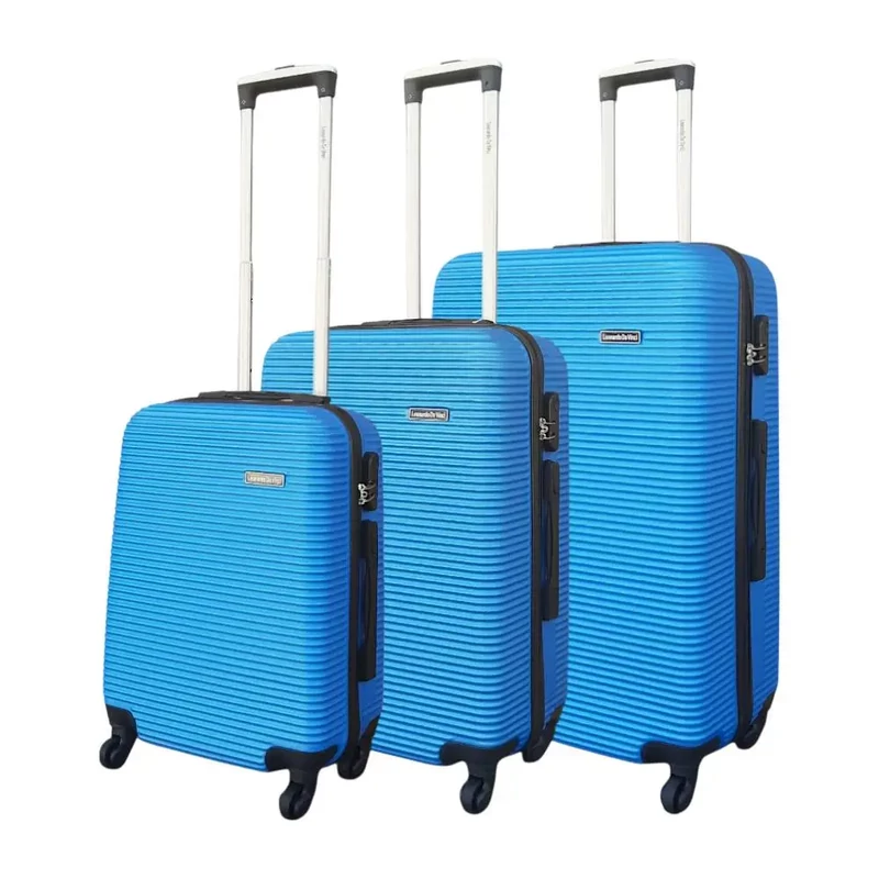 Leonardo Da Vinci 3 db-os Bőrönd Szett Négykerekű Világoskék Színben 