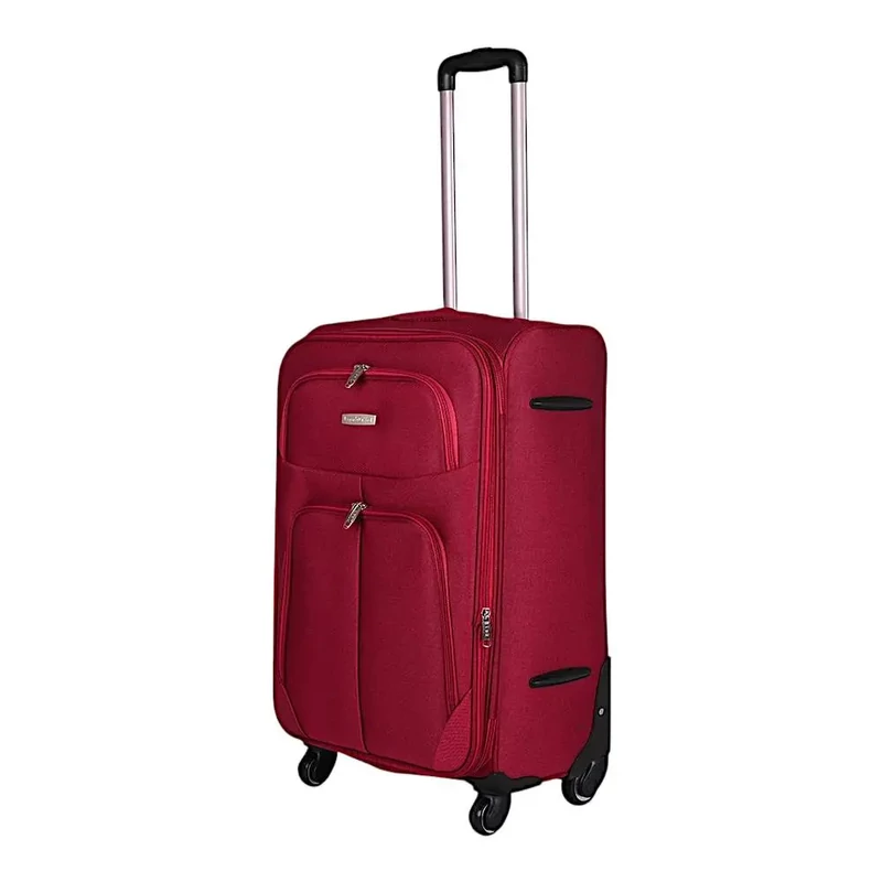 Leonardo Da Vinci közepes méretű bőrönd, bővíthető, négykerekű, bordó színben
